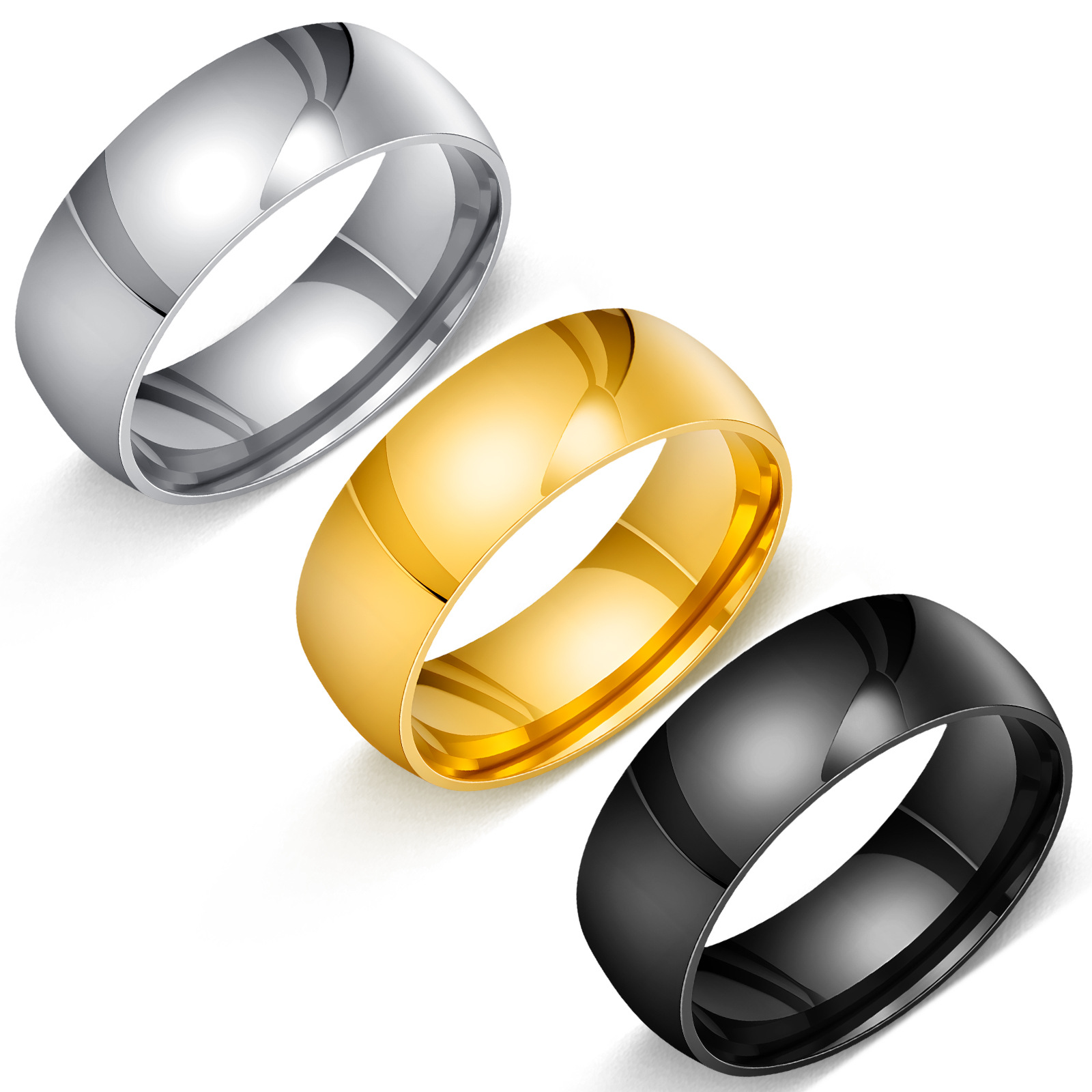Amazon Classic cross-border supply 8MM men's inner and outer ball smooth surface ring, simple men's accessory, standard size Item Picture
