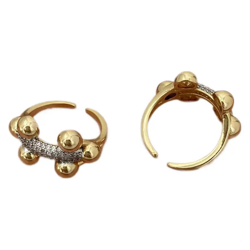 European and American niche design sense, fashionable irregular opening ring, Hong Kong style classic two-color ring, classic accessory Item Picture