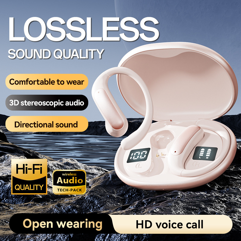 The new AI smart cross-border model M134 ear-hanging OWS non-in-ear open Bluetooth headphones with dual digital display private mold Specification image