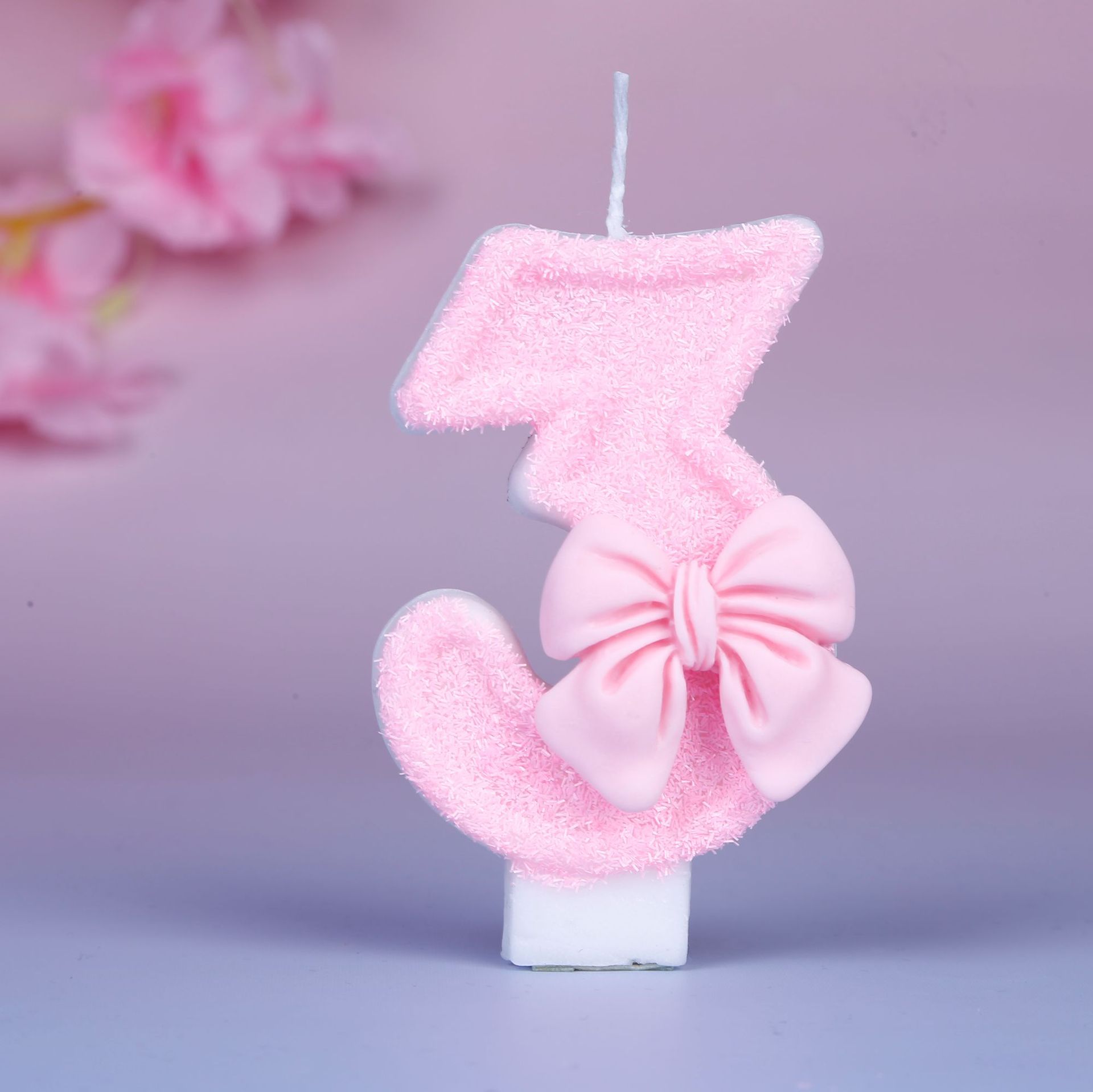 创意数字蜡烛新少女粉色蝴蝶结可爱0-9生日蛋糕批发