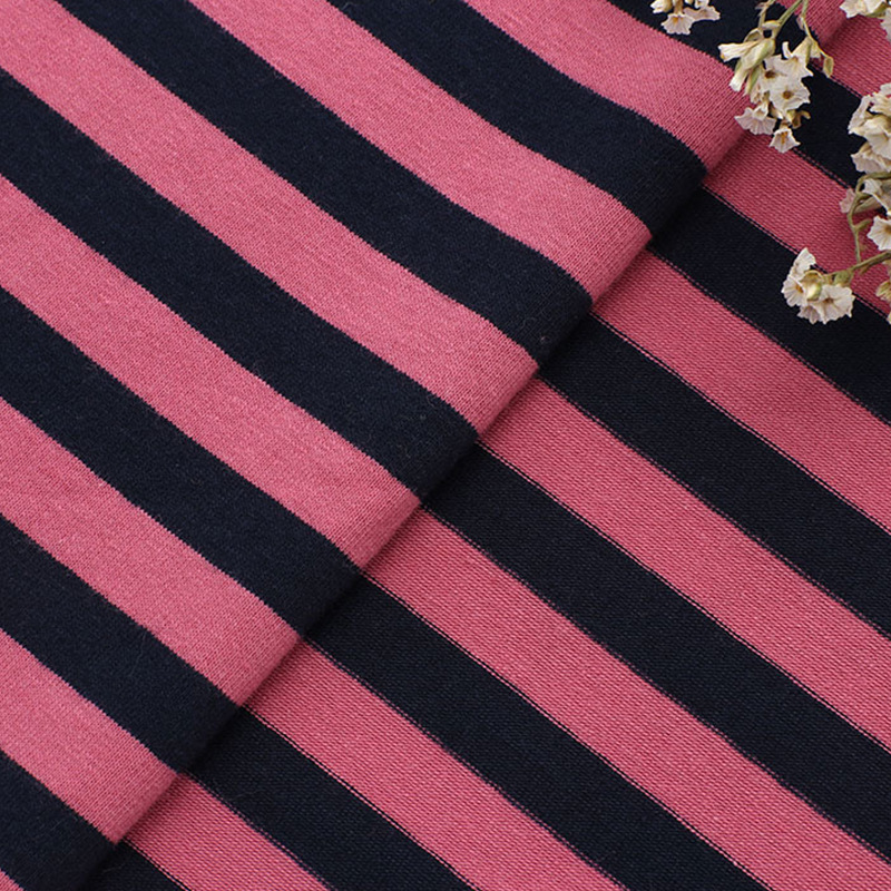 185g stretch knitted striped fabric, 32-count horizontal color striped yarn-dyed sweatshirt, 95 cotton T-shirt fabric details Picture
