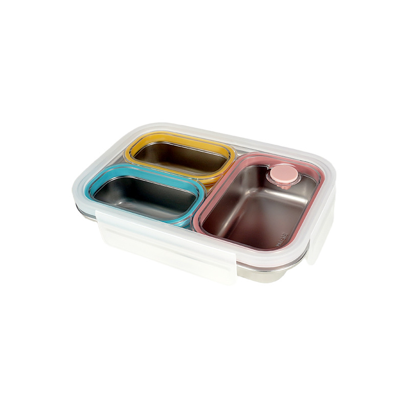 316 stainless steel compartments lunch box, dopamine color, anti-odor-mixing, separated and sealed, office worker and student lunch box, silicone food storage box Item Picture