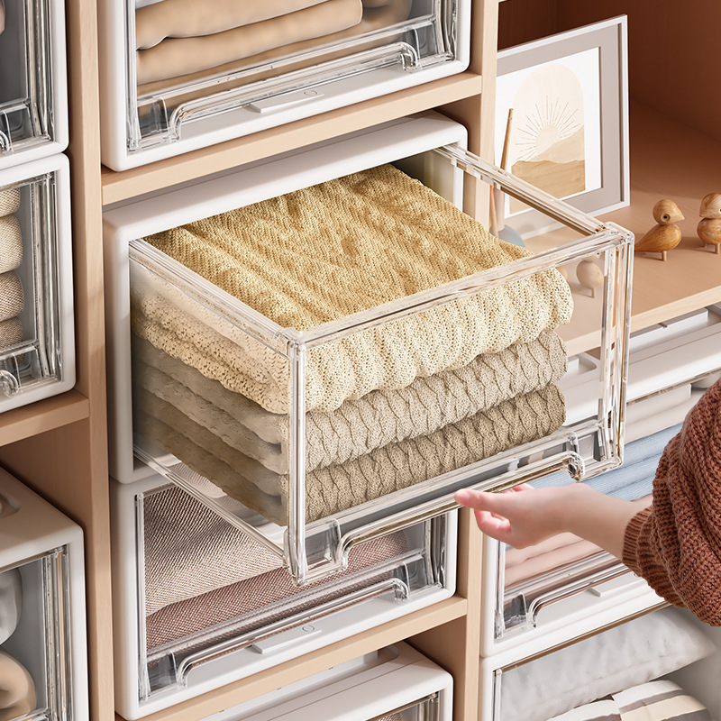 透明塑料衣柜抽屉式收纳盒服装收纳箱内衣物整理箱加厚卧室橱柜大