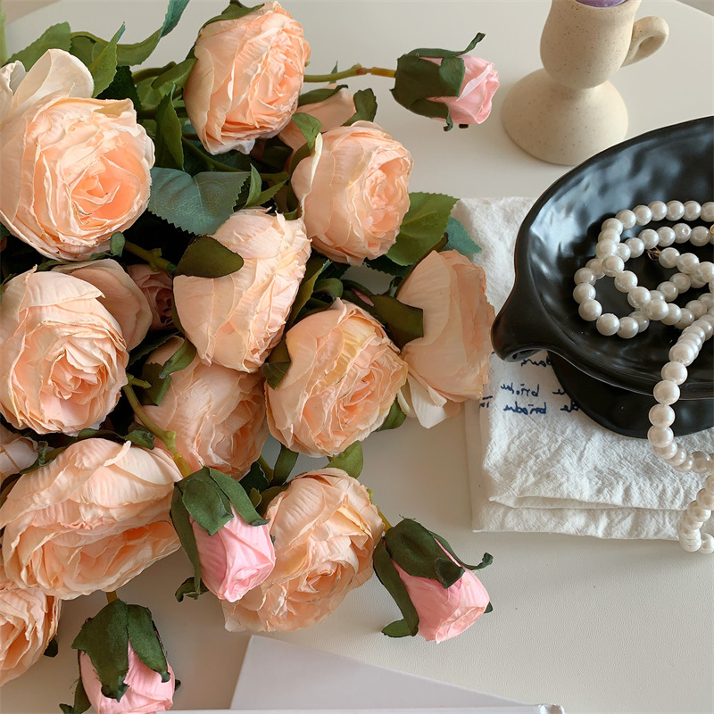 仿真花DIY发饰配件/仿真花/5朵塑膠花/假花/假花批发细节图