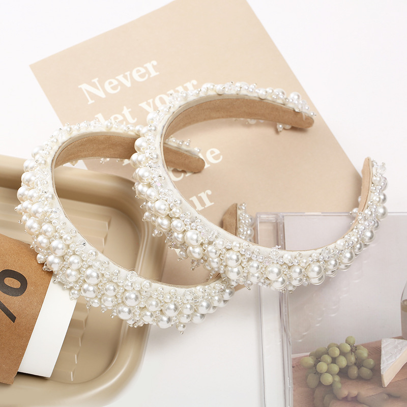 时尚新颖甜美DIY珍珠发箍 日韩风可爱珍珠发箍碎发高颅顶压发头箍