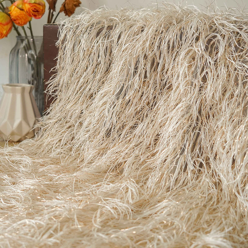 Fashionable fringed gold and silver thread shirt, slightly transparent spring and summer dress decoration fabric, elegant and exquisite women's dress fabric Specification image