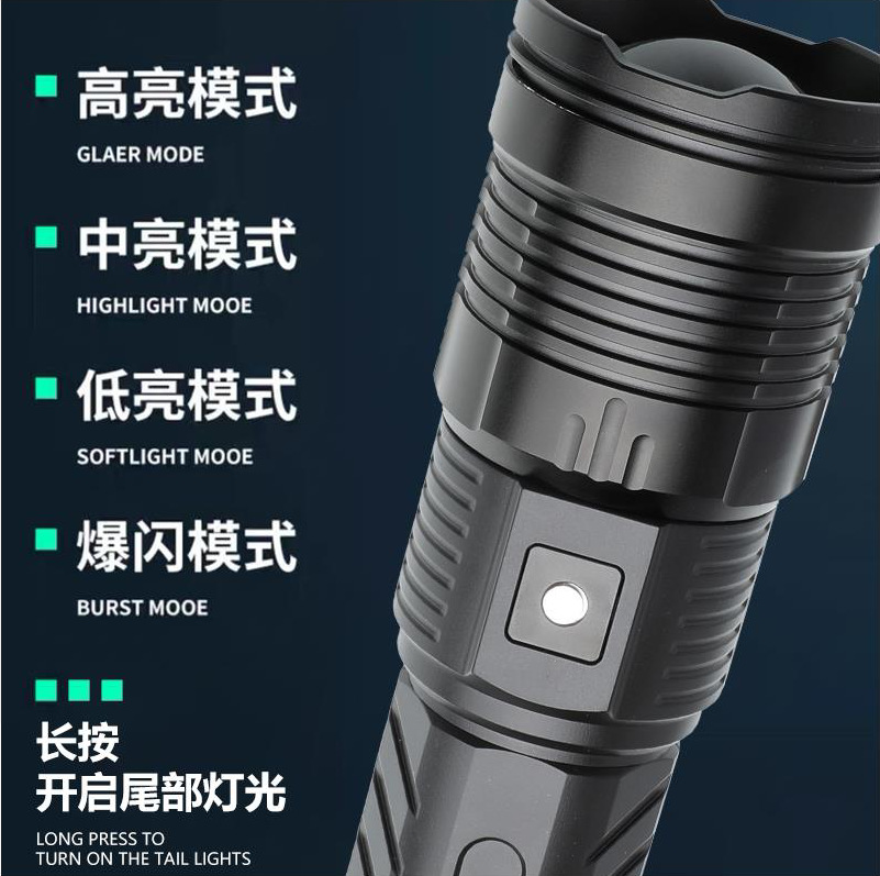 跨境超远远射白激光穿天炮高功率电显伸缩变焦户外双光强光手电筒细节图