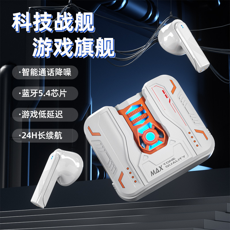GM80 wireless Bluetooth headphones feature intelligent noise cancellation, comfort, water resistance, in-ear gaming, music, mecha, cool appearance and private mold details Picture
