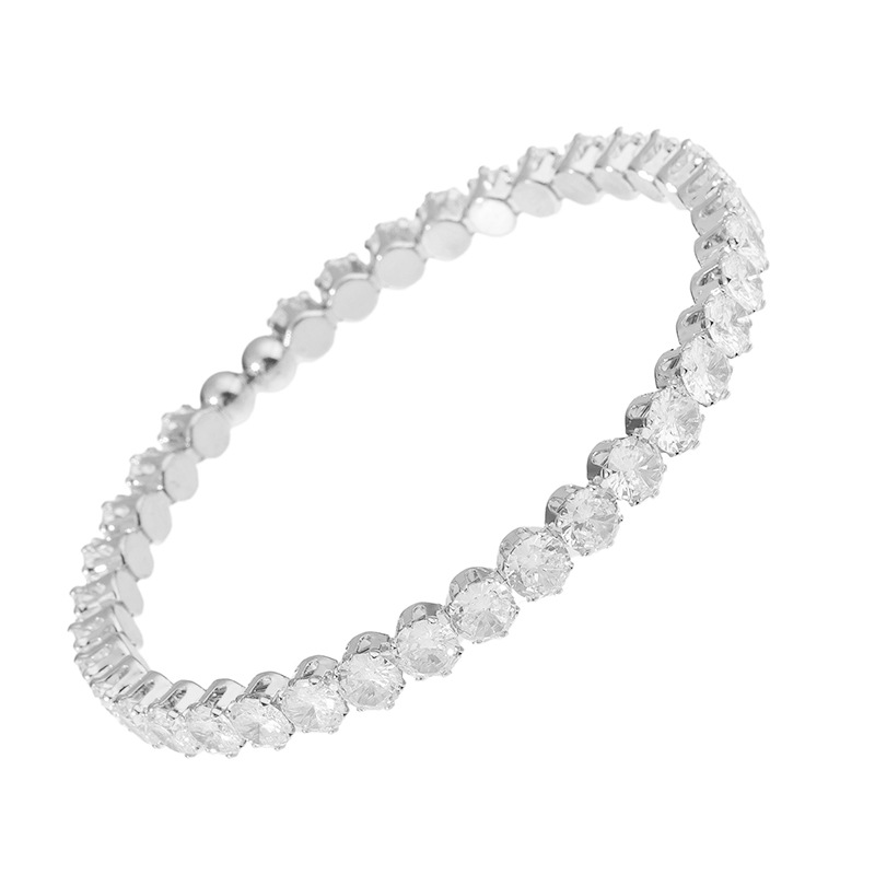 Manufacturer's supply of cross-border fashion and foreign trade accessories, single-row full zircon open bracelet, simple and exquisite, popular jewelry, versatile and elegant accessory for women's daily life Application Scenario