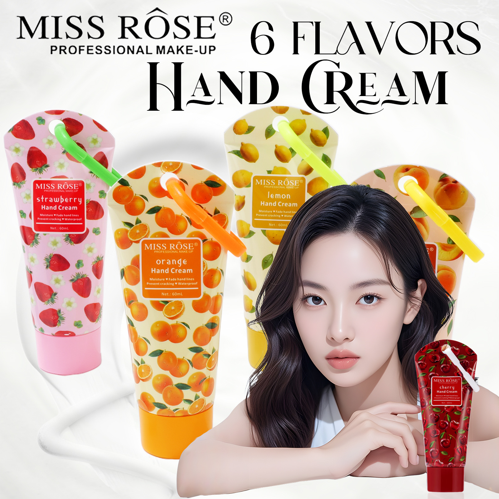 MISSROSE跨境水果味护手霜60ml芳香滋润保湿补水嫩白高长效保湿