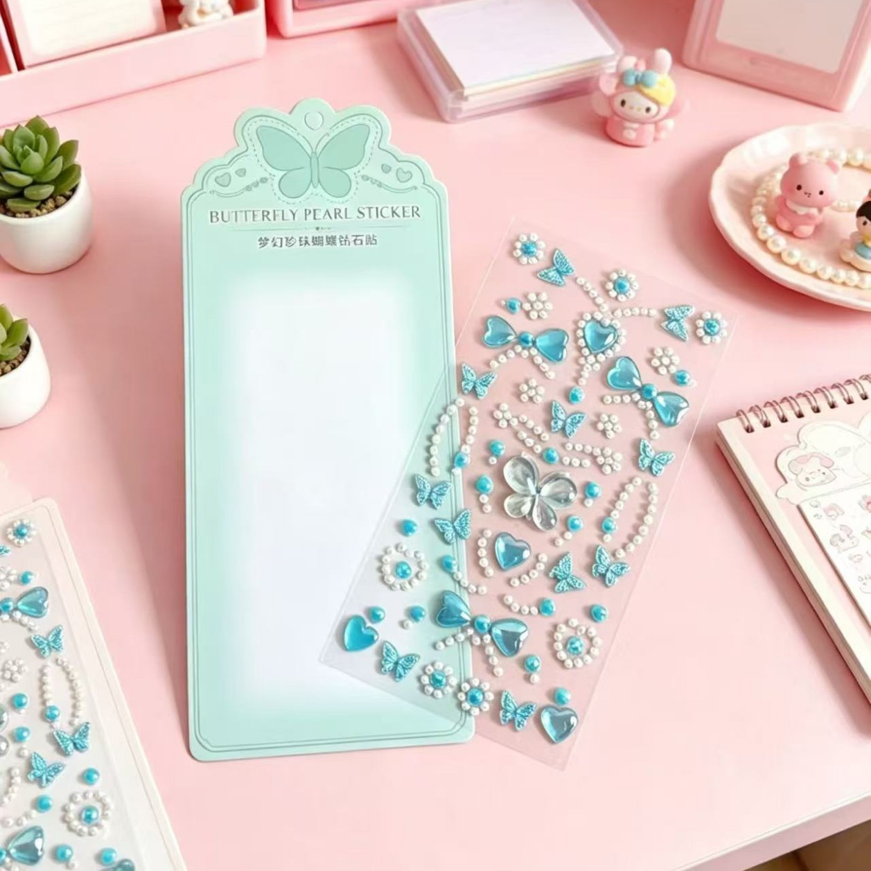 New butterfly sparkling diamond sticker decorative stickers, colorful acrylic diamond stickers, handbooks, simple talents, children's and girls' diamonds Specification image