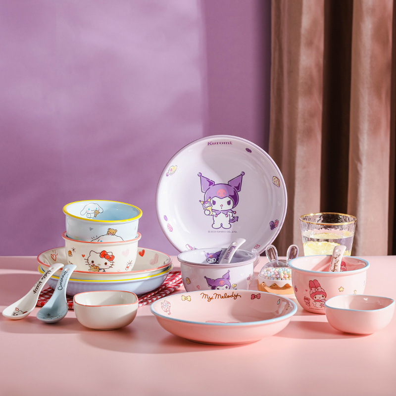 Sanrio flavor plates, Hello Kitty children's plates, Snacks, fruits, Little Butterfly dipping sauce plates, cute tableware, new complementary food products details Picture
