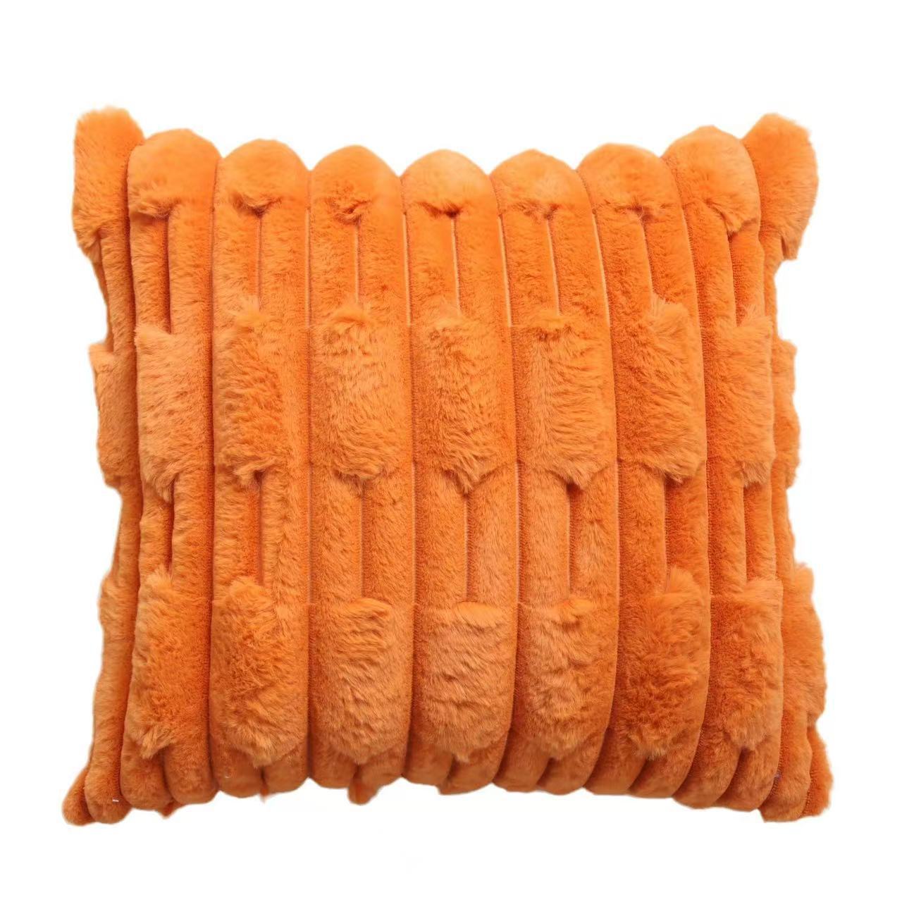 Ins-style Nordic imitation rabbit fur bamboo joint texture pillowcase sofa, living room cushion, home decoration soft furnishings, decorative pillow Item Picture