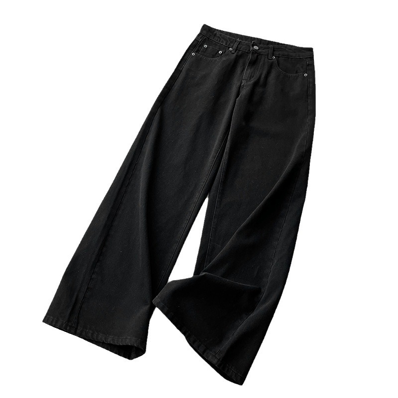 New simple and casual style, versatile wide-waist, slimming black loose wide-leg jeans for women 3048 Item Picture