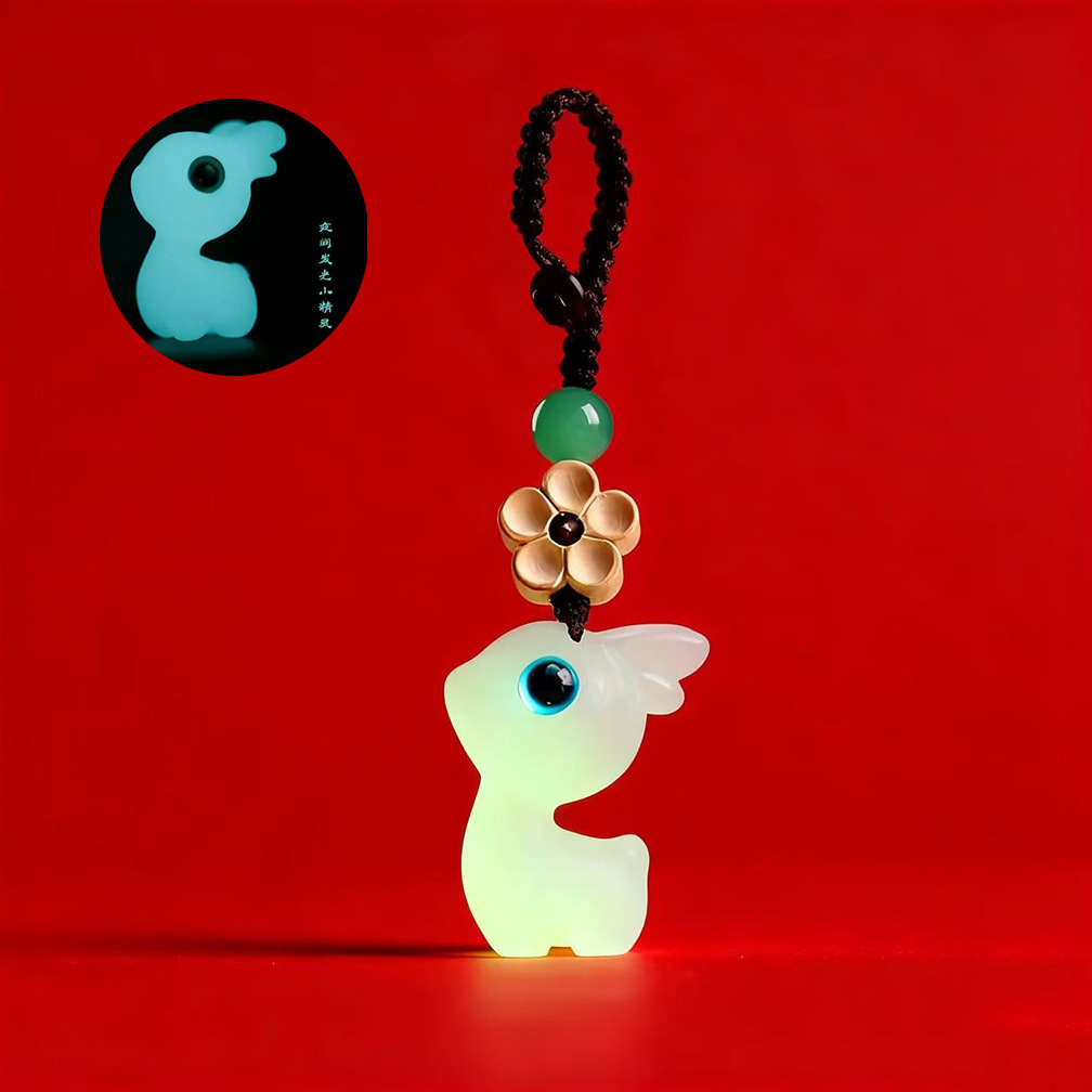 Night Light Deer keychain, exquisite and cute, safe journey, mobile phone chain, bag hanging, car pendant, key chain hanging decoration details Picture