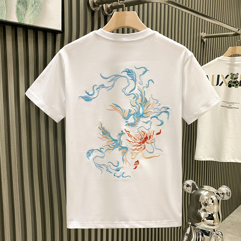 The new summer collection of Chinese trend short-sleeved T-shirts for men with round collars and half sleeves is a trendy choice for young people Specification image