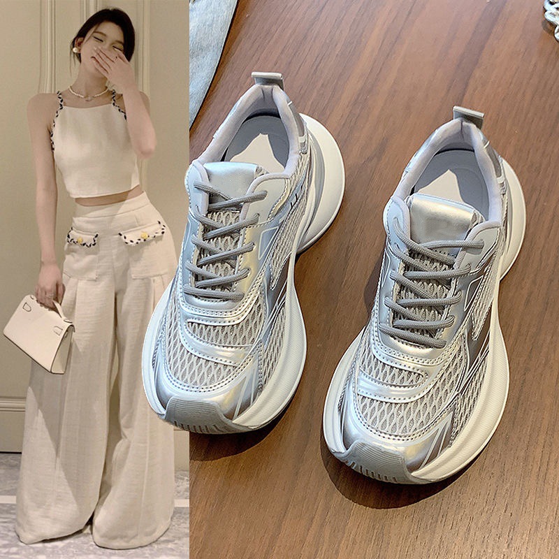 Women's sneakers 2026 New style bestsellers, autumn breathable mesh shoes, thick-soled, lightweight, running, casual dad shoes details Picture