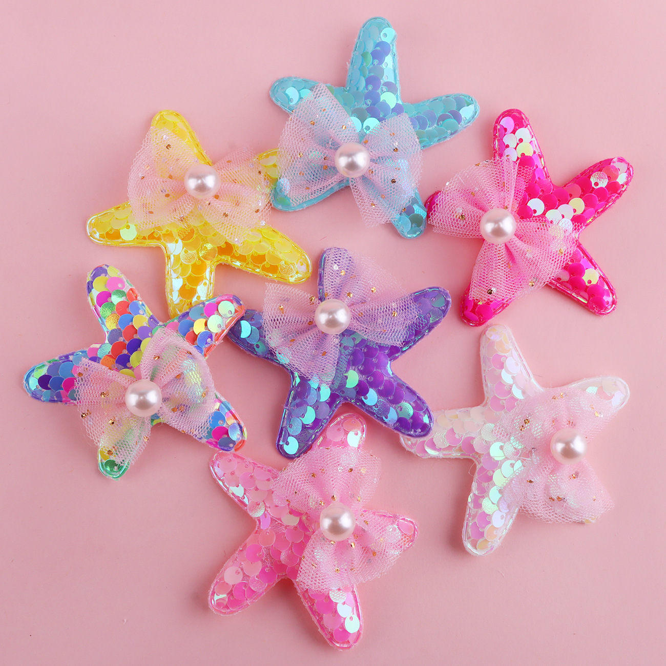 新款公主系列卡通海星鞋帽配件彩色亮片diy手工箱包饰品材料货源
