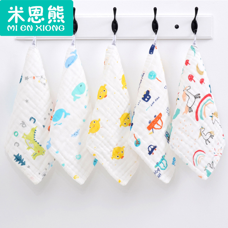 Wholesale of pure cotton small square towels, six-layer high-density gauze towels, baby saliva towels for newborns, and infant face towels