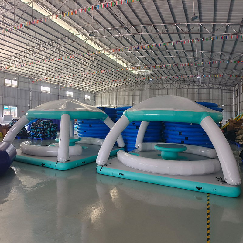 海上充气亭子漂浮沙发遮阳帐篷躺椅水上停靠浮台拉丝气垫水上浮排细节图