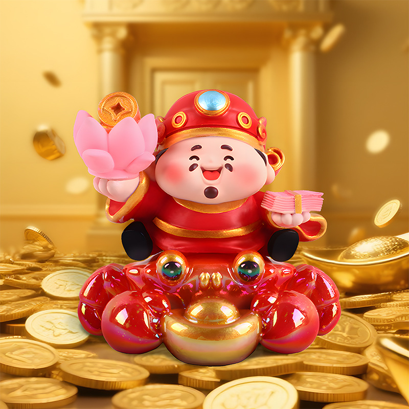 "National Trend God of Wealth Comes to My Home Blind box figurine, home living room table craft decorative items, resin ornaments wholesale. Application Scenario