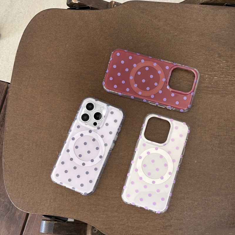 ins Korean-style magnetic polka dots suitable for iphone17Promax iPhone 16 phone case 15p matte 14 new model for women details Picture
