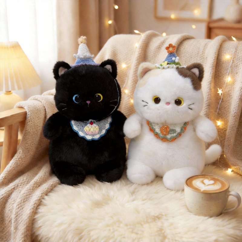 Chan Baobao's new cat plush toy cartoon animal series, black cat companion plush toy pillow, is cute and adorable Application Scenario