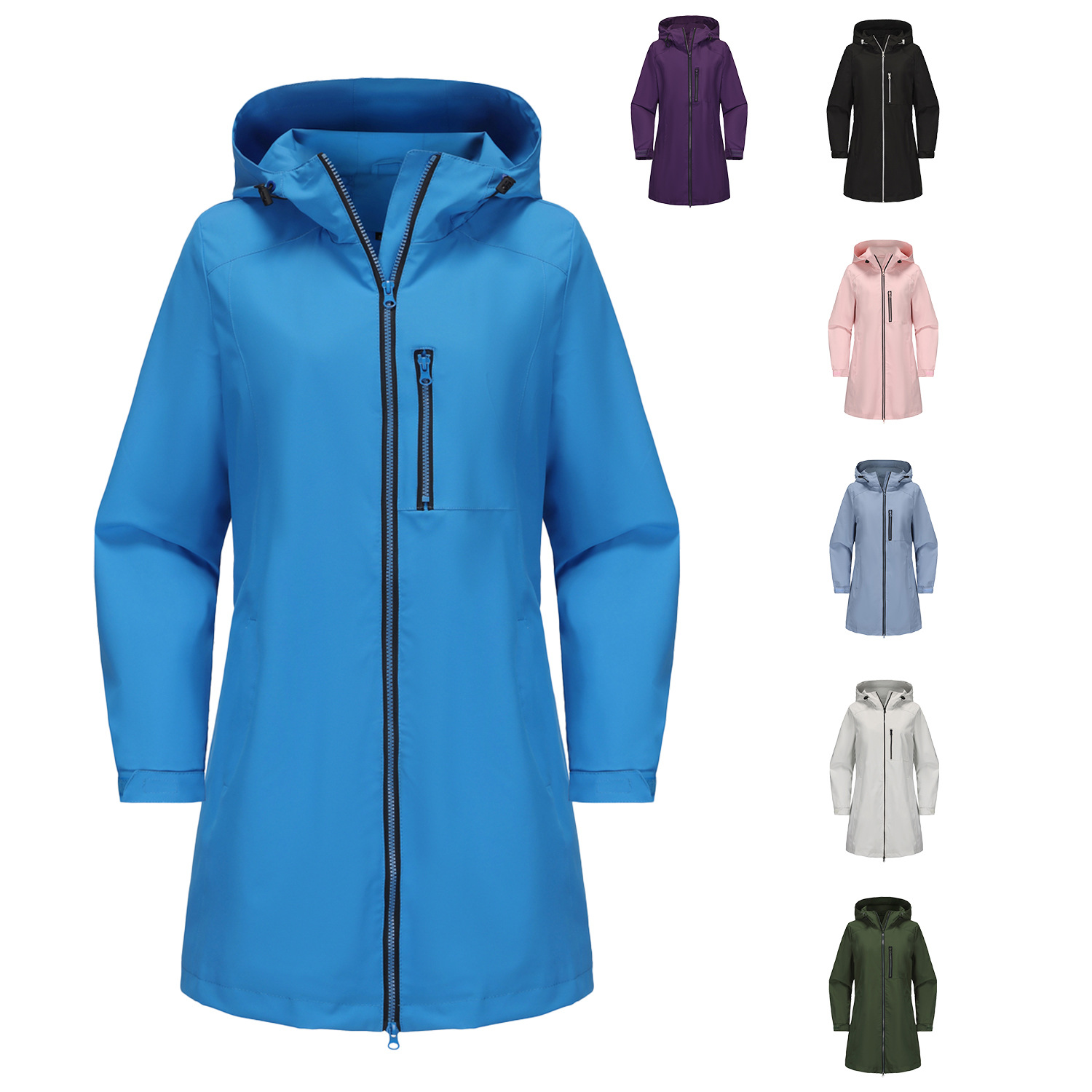 European and American outdoor sports water-repellent windbreaker, women's hooded long-sleeved spring and autumn coat, loose and casual windproof cross-border women's clothing details Picture