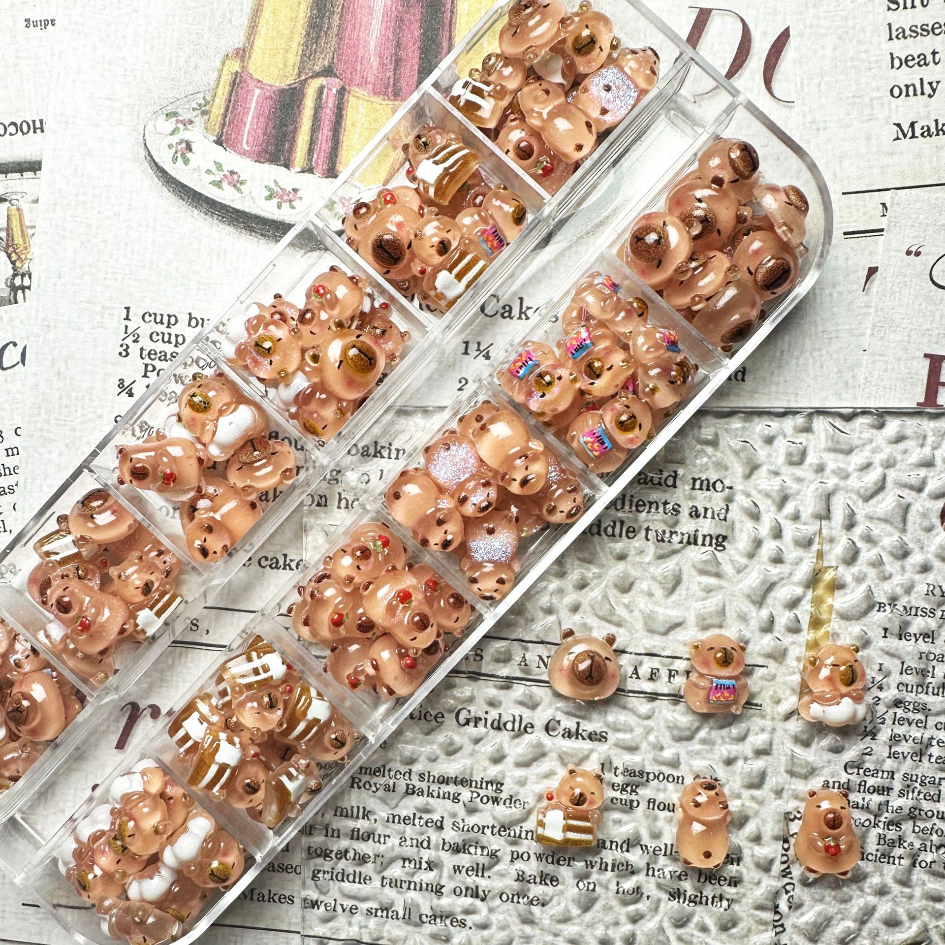 新款可爱卡皮巴拉网红美甲饰品水豚鼠创意diY咕卡美甲饰品配件