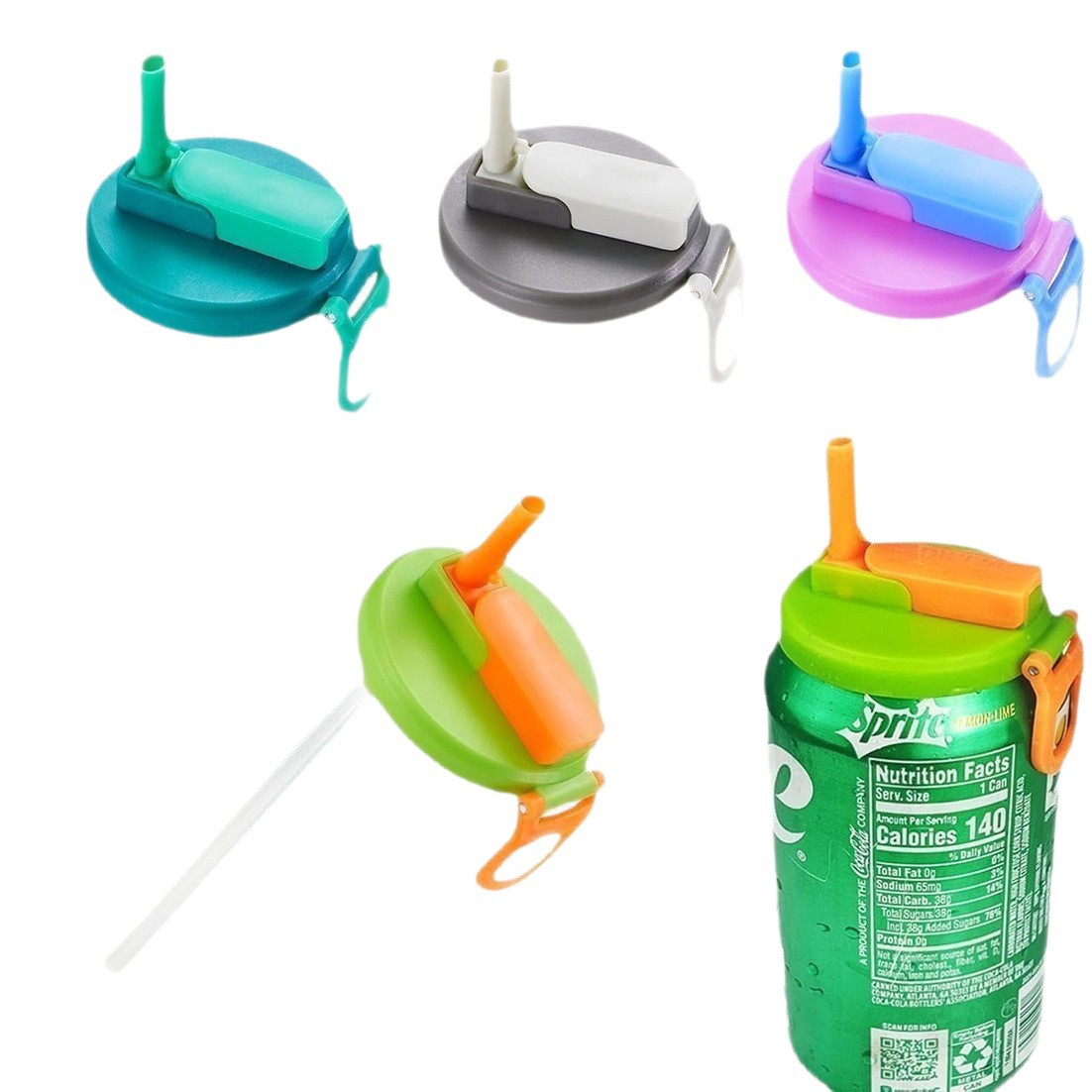Douyin's best-selling foldable can, straw, one-piece overflow seal cap, cola and Sprite bottle cap, cup cap Item Picture