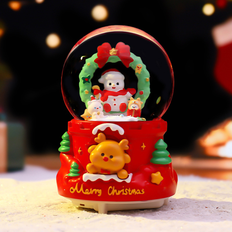 New Santa Claus Christmas Story Crystal Ball music box Cartoon Glowing Snowflakes Christmas student gift