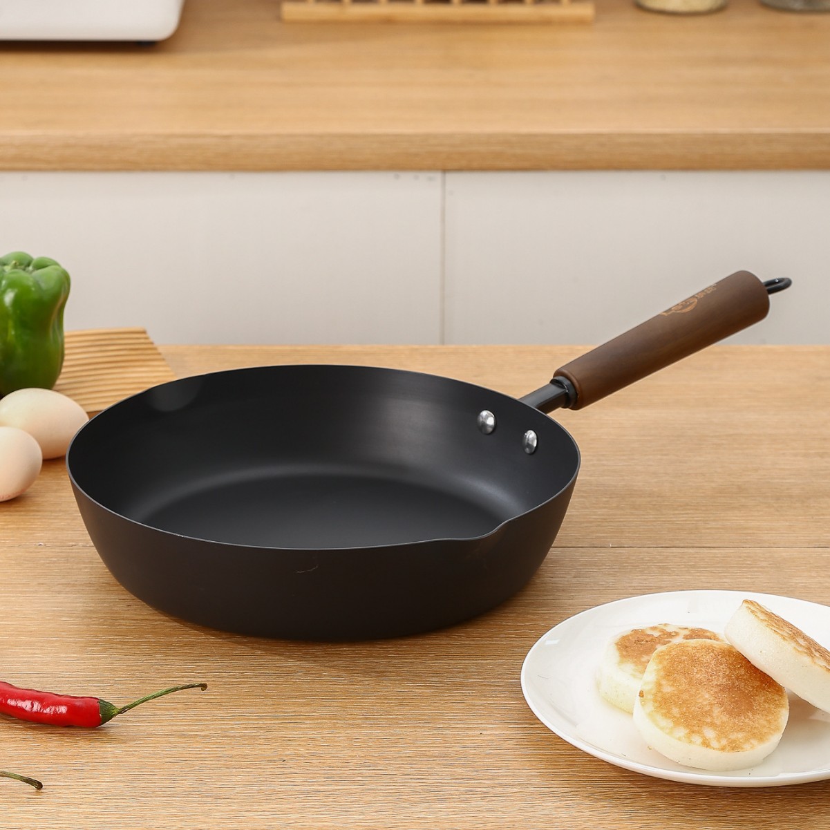 张小泉同款炒锅单底精铁煎炒锅不粘锅无涂层锅不易生锈无烟锅批发