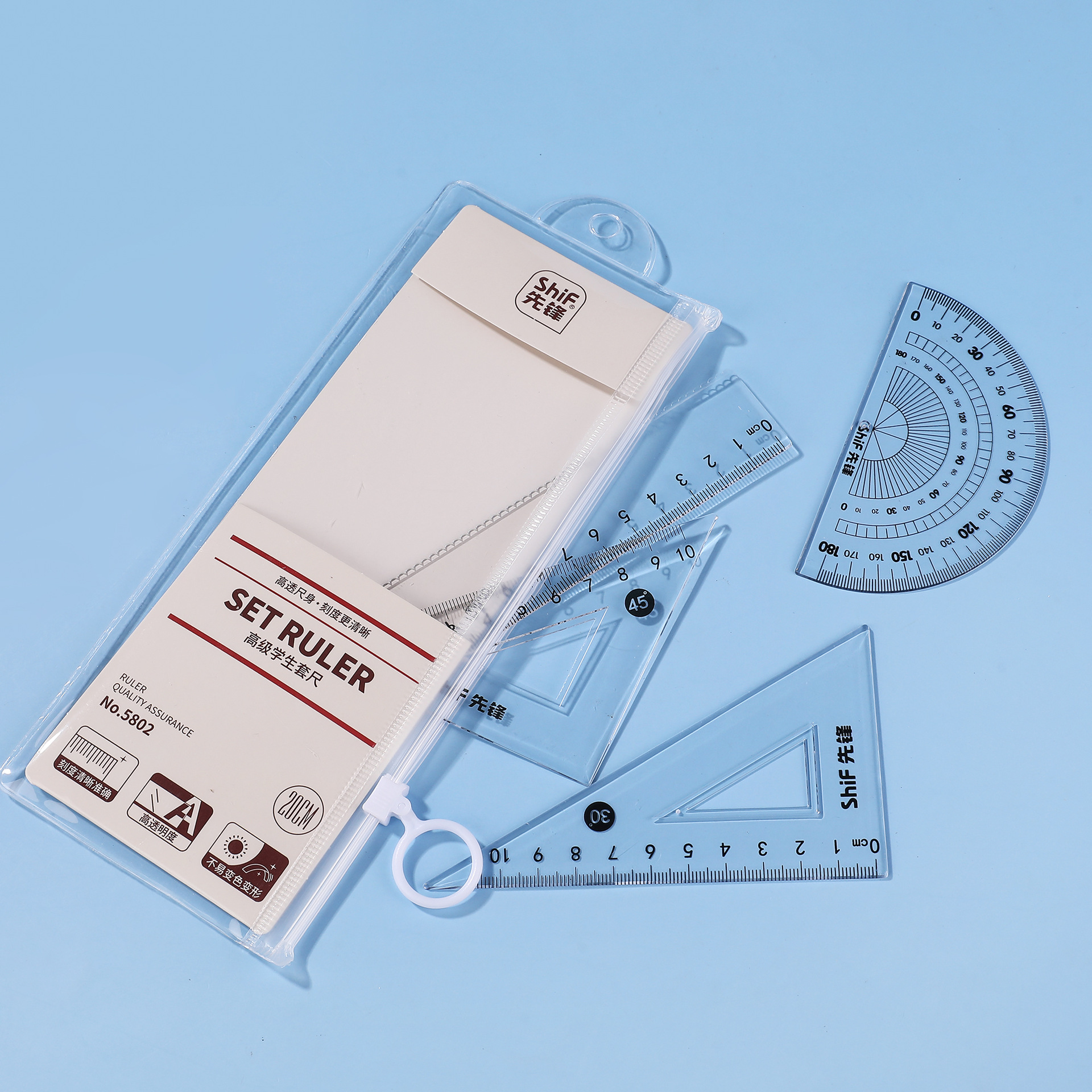 Pioneer 5802 Ruler Set, 20cm ruler set, Cute Student multi-functional set of square, ruler and protractor, Four-piece set Application Scenario