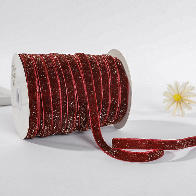 Wholesale single-sided star-dot flocking ribbon velvet webbing for clothing headwear accessories in stock Application Scenario