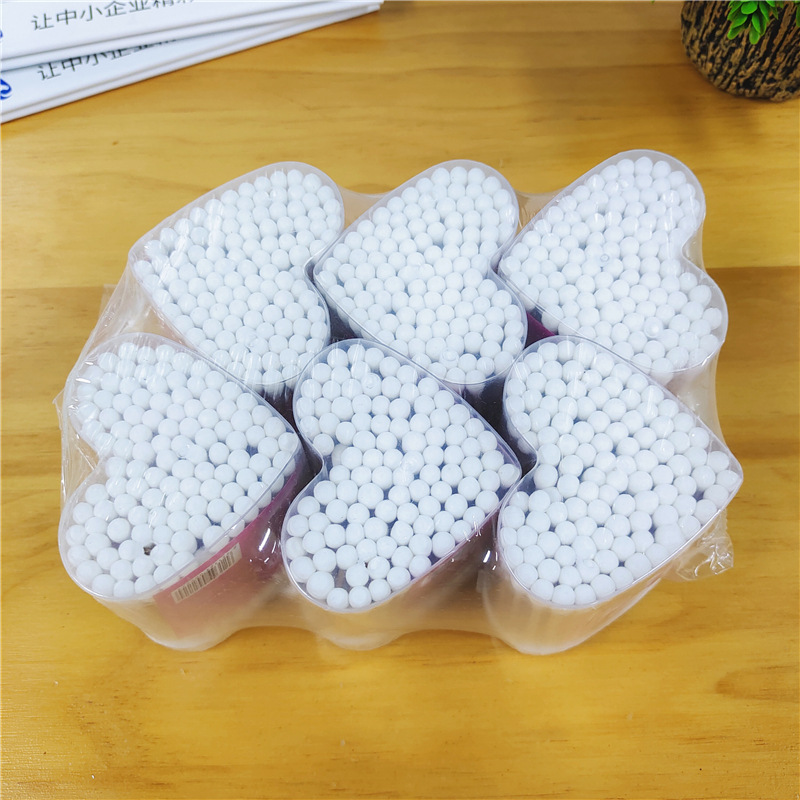 130 round-headed heart-shaped packaging cotton swabs, double-headed cotton swabs, ear cleaning, makeup cotton swabs, wooden sticks, disposable cotton swabs details Picture