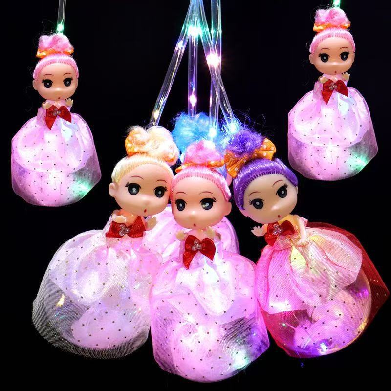 Shining Angel Rabbit Lantern Doll Crystal Ball hand-held transparent lamp glowing 10-inch ball Princess doll Girl toy