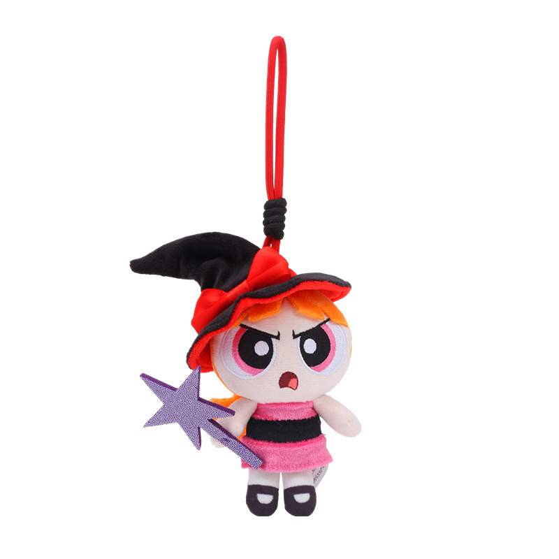 Authentic Powerpuff Girls plush toy pendant, Black magic flower bubble doll, Halloween hat gift Item Picture