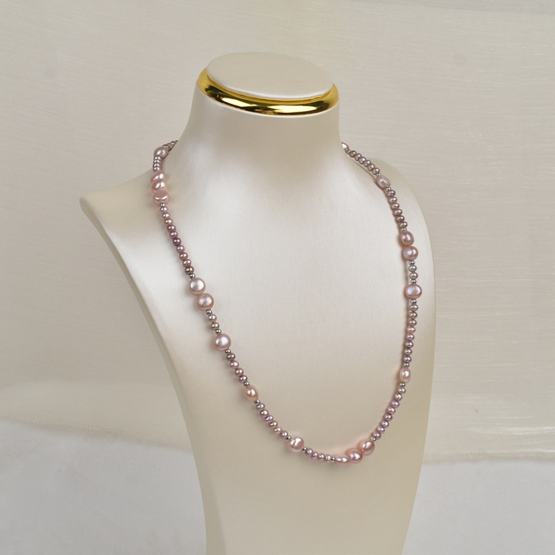 2025 New style necklace, extended natural freshwater pearl necklace, women's purple light luxury high-end sweater chain, collarbone chain