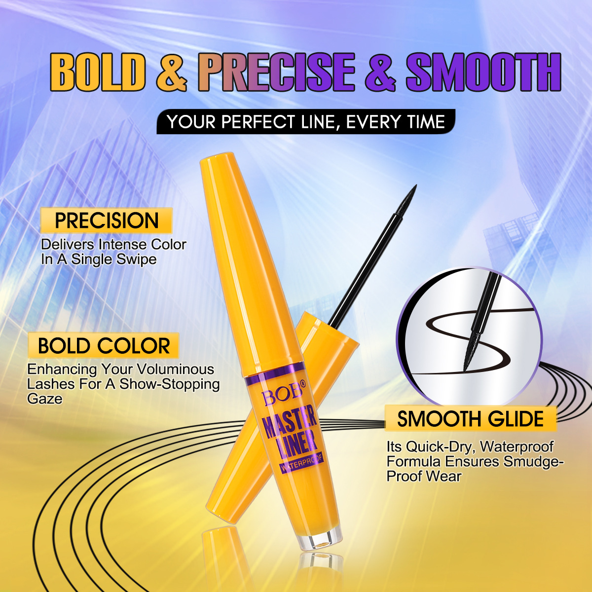 Cross-border BOB Thick and Natural Mascara is a three-dimensional, slender, curling and non-staining eyelash base cream Specification image