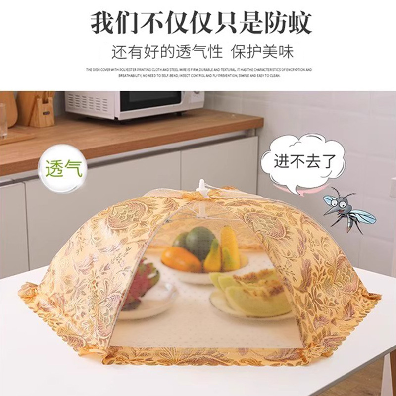 Folding vegetable cover, meal cover, folding table vegetable lid, leftover food and fruit fly-proof magic tool, household round vegetable cover details Picture