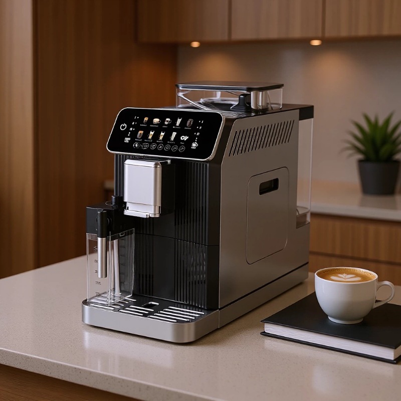 Máquina automática de café espresso 15Bar extracción de alta presión cuerpo de acero inoxidable 2.3L tanque de agua grande 180g bean silo