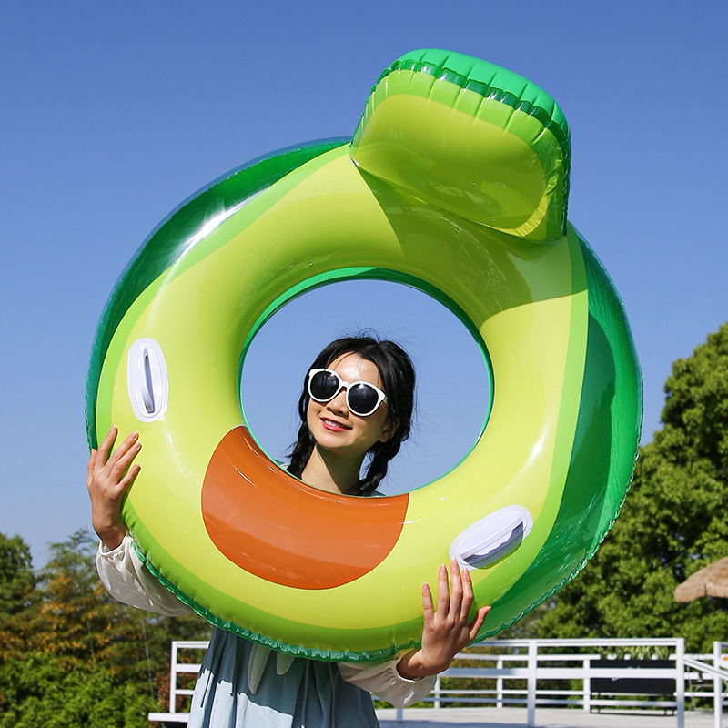 跨境水果靠背游泳圈西瓜牛油果把手腋下圈成人菠萝靠背泳圈批发细节图