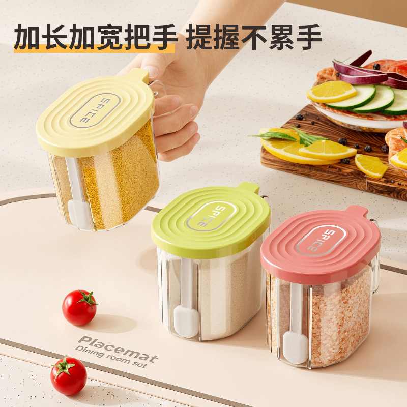 Ceramic seasoning box, salt shaker, plastic grinder, kitchenware seasoning jar, seasoning jar + grinder Specification image