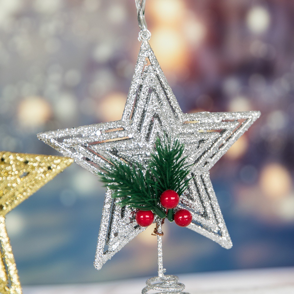 跨境新款圣诞树配饰树顶星五角星星商用布置圣诞节装饰品家用产品图