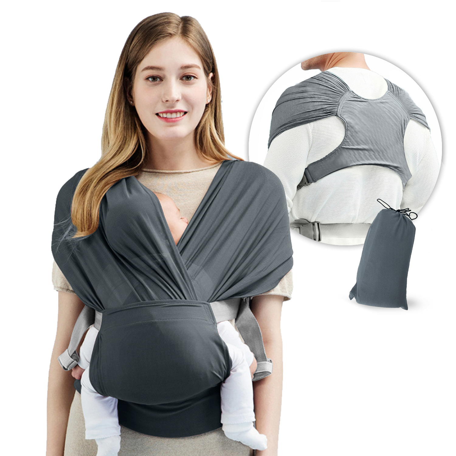 Factory direct sales: A lightweight baby carrier for newborns. Free your hands when holding the baby. A perfect bag for lulling and breastfeeding when going out Application Scenario