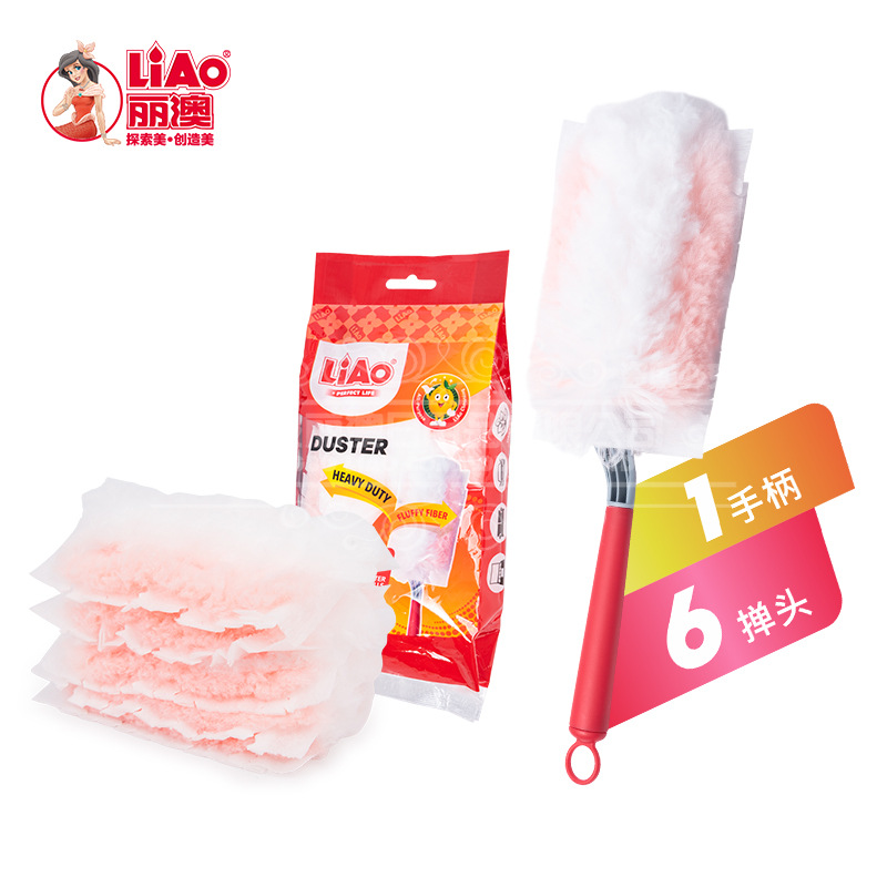 LIAO Disposable dust duster, multi-functional dust sweeping duster, foldable long-handled brush head, electrostatic old-fashioned cleaning brush Item Picture