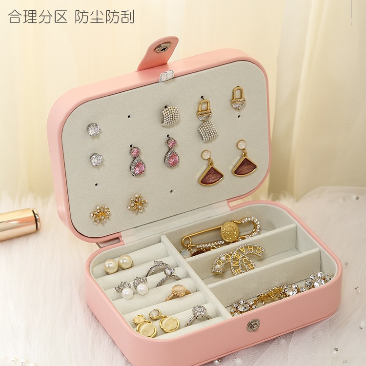 Portable jewelry box storage box, Princess multi-functional new style, Japanese and Korean girl, large-capacity stud earrings, accessories, ins details Picture