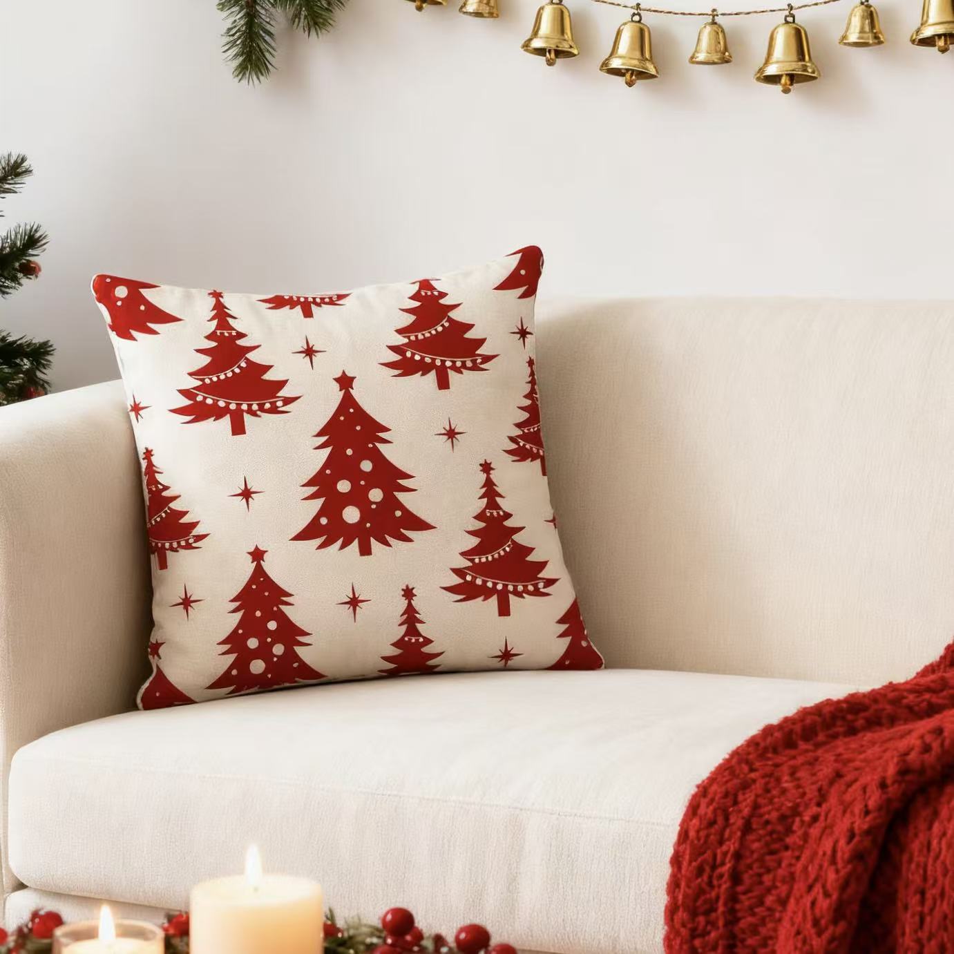Cross-border Amazon best-selling Christmas-patterned decorative sofa cushions, red pillowcases and living room cushions Specification image