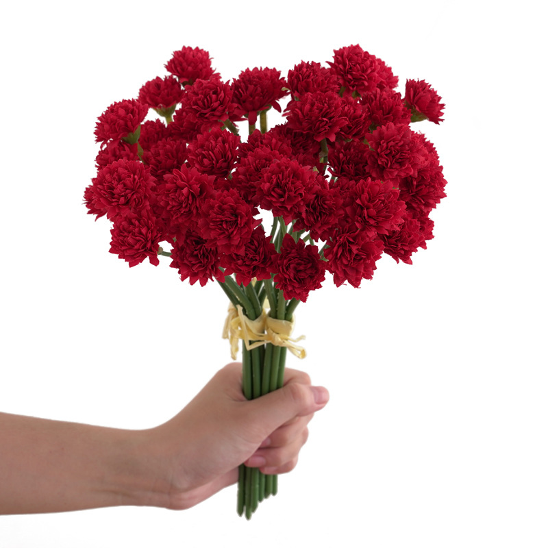 28头绢布小球菊花束人造假花仿真花手捧花拍照道具装饰花束批发