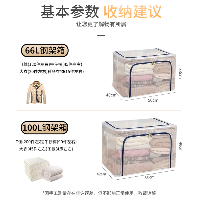 PVC尼龙透明网格收纳箱防水防霉可折叠收纳盒衣服整理箱收纳袋子产品图